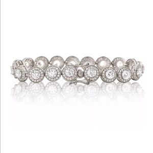 WHITE GOLD TENNIS HALO ROUND BRACELET